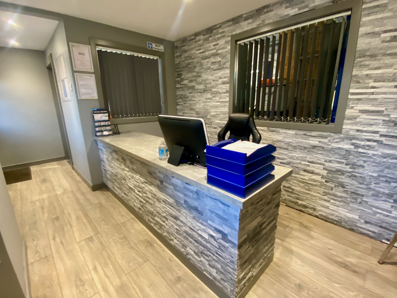 Reception desk inside Thirsk Autocentre